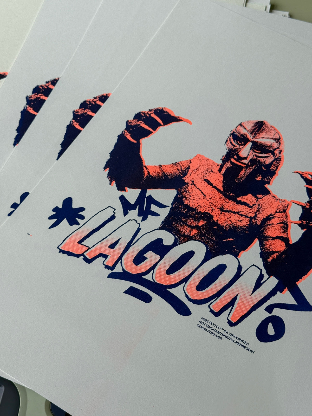 Riso printing a MF Doom mash-up